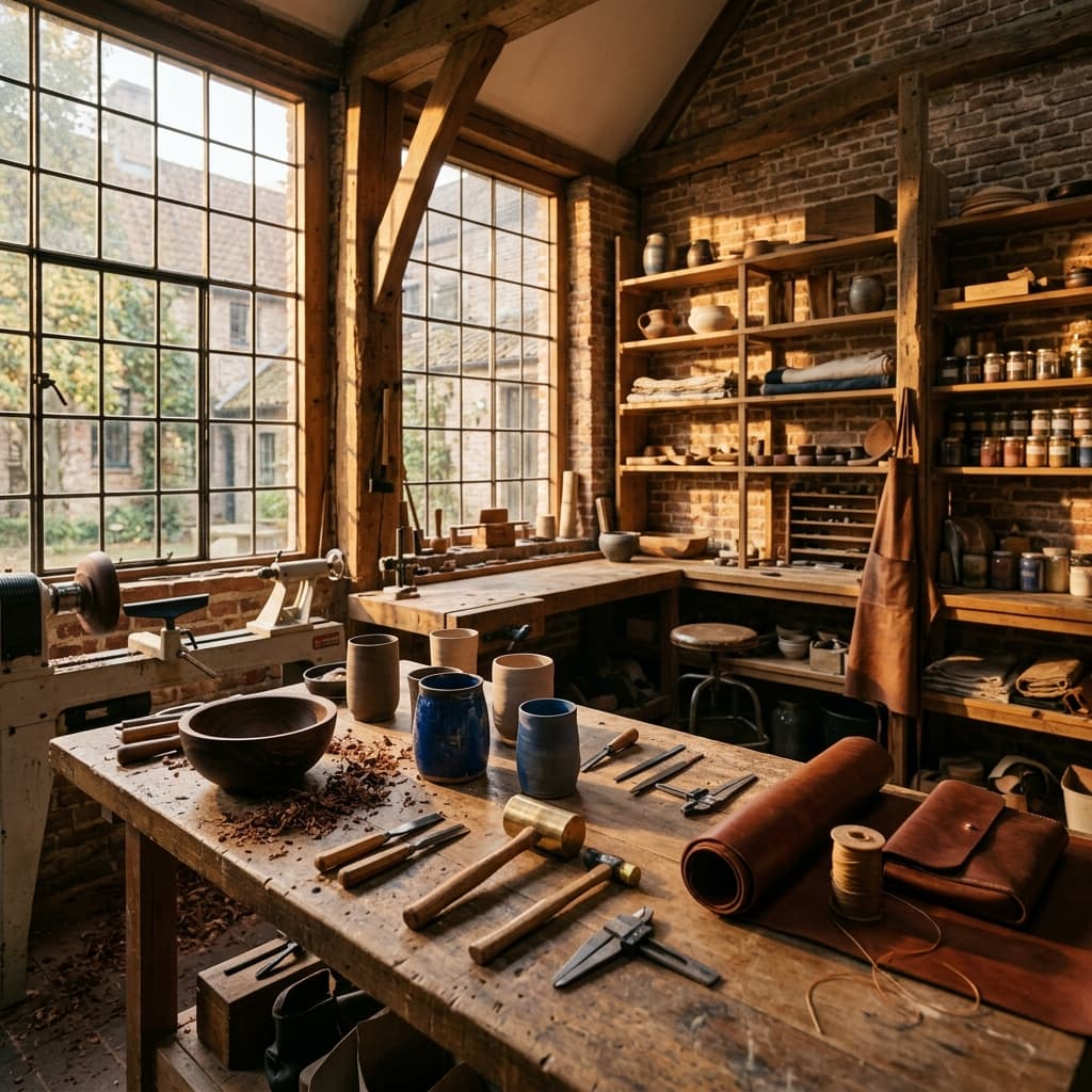 Artisan workshop at golden hour